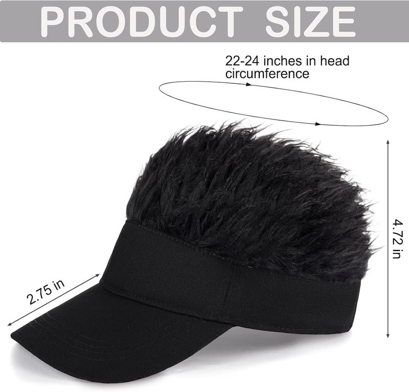 Regilt Men’s Visor Hat with Hair Funny Spiked Hair Wig Hat Novelty Adjustable Baseball Cap - Image 2